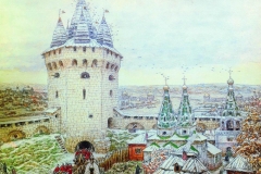 Семиверхая угловая башня Белого города в XVII веке. 1924
